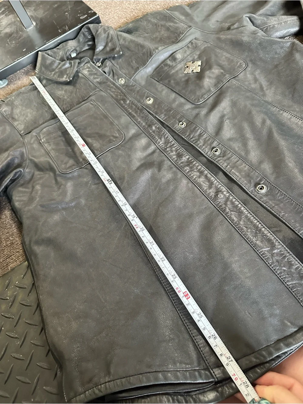 Harley-Davidson Black Leather Shirt Jacket with Embossed Yoke